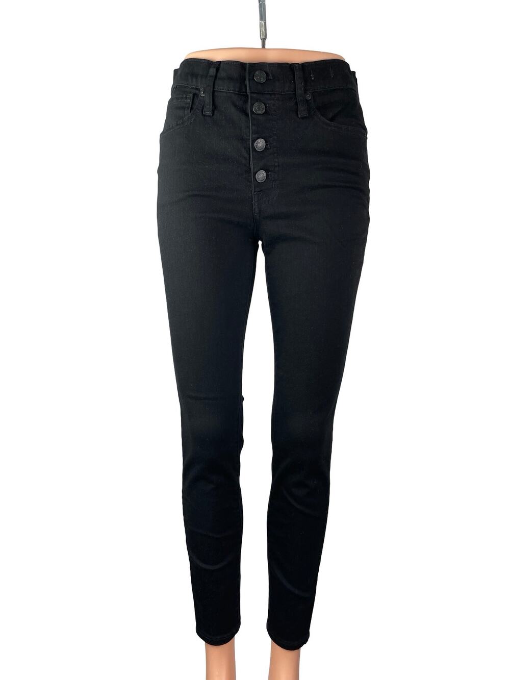 Madewell 9" Mid Rise Skinny Women's Black Button Fly Slim Denim Jeans Size 27